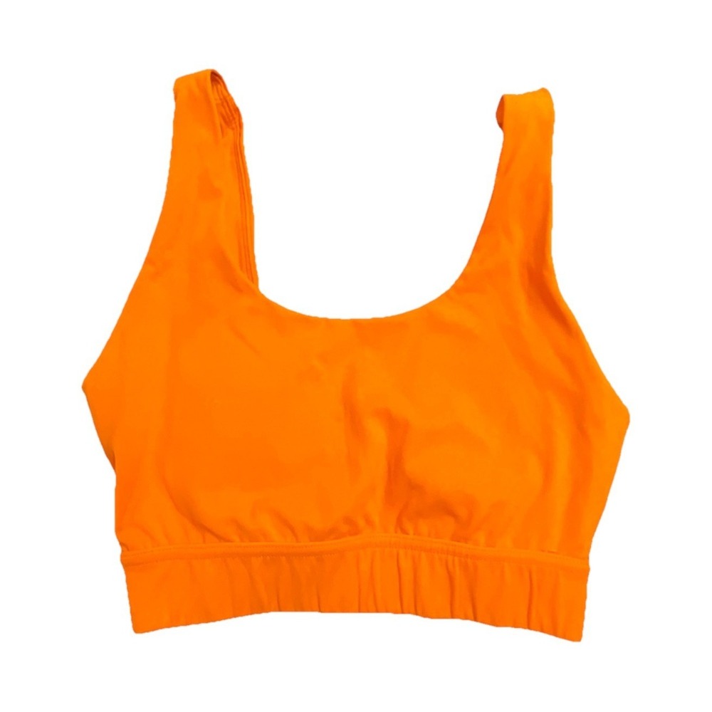 SACRÉ Sports Bra Orange S Pullover Wireless Logo Solid Nylon Spandex